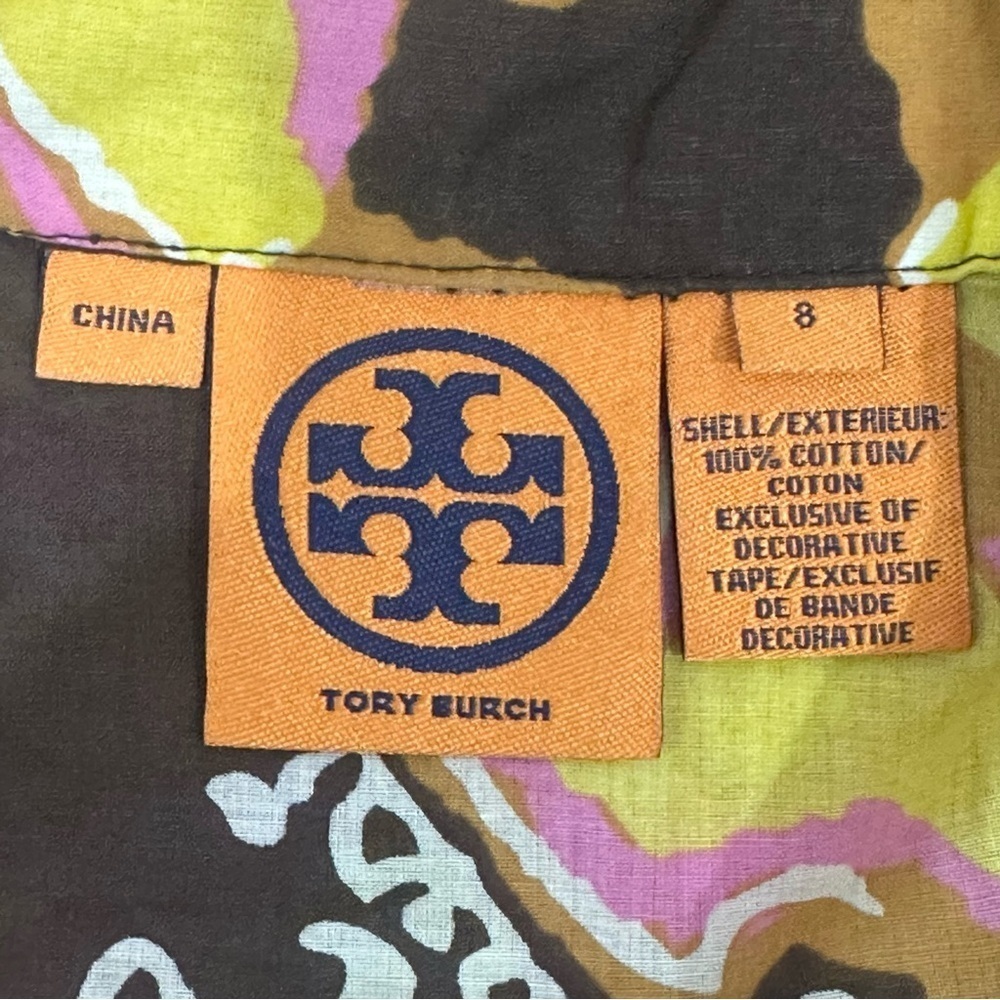 Tory Burch Cotton Tunic Batik Floral Brown Pink - Picture 4 of 4